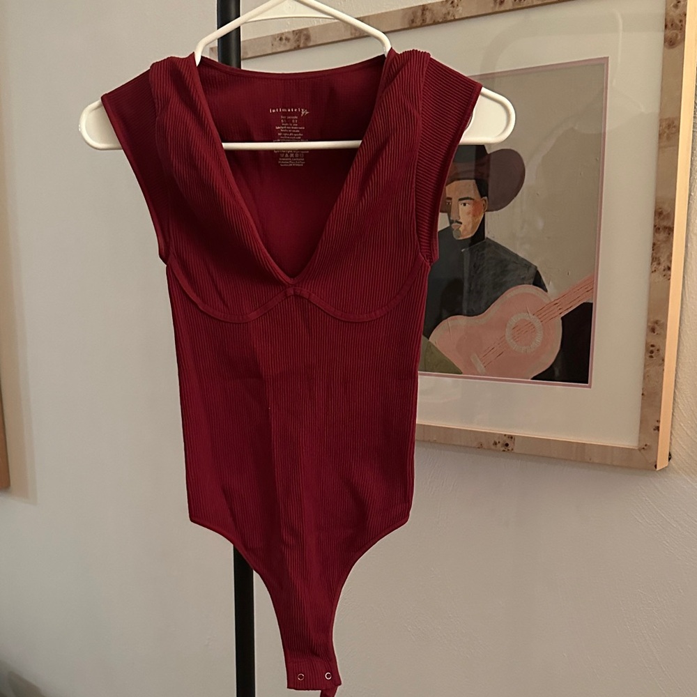 Free People Deep Red Bodysuit